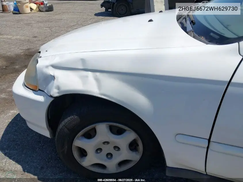 1998 Honda Civic Lx VIN: 2HGEJ6672WH629730 Lot: 42609554