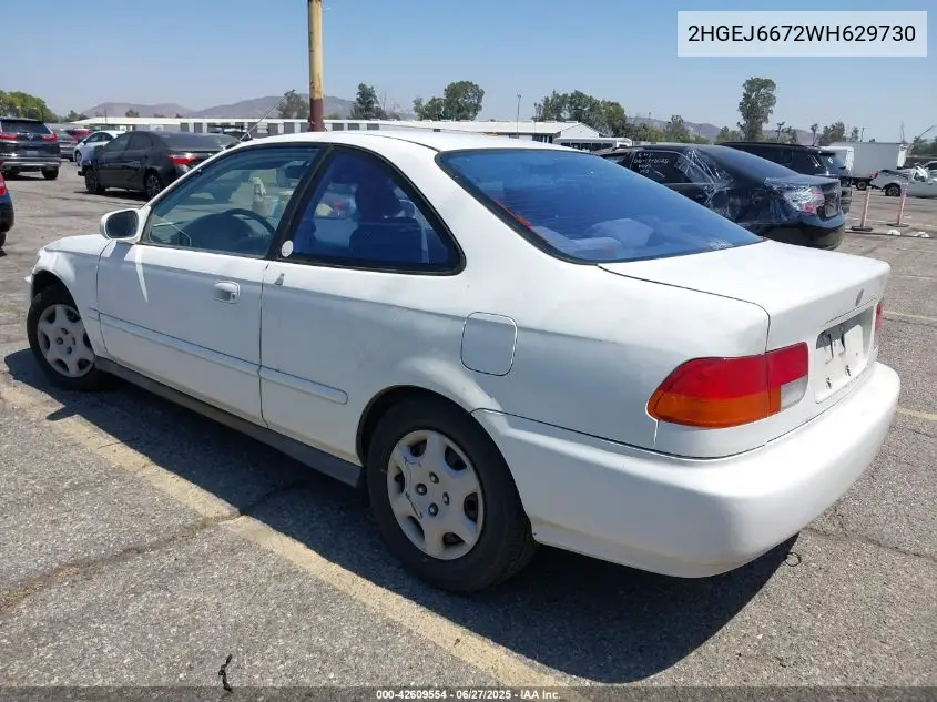 1998 Honda Civic Lx VIN: 2HGEJ6672WH629730 Lot: 42609554