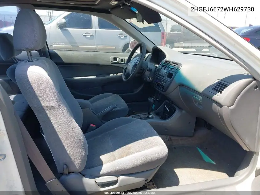 1998 Honda Civic Lx VIN: 2HGEJ6672WH629730 Lot: 42609554