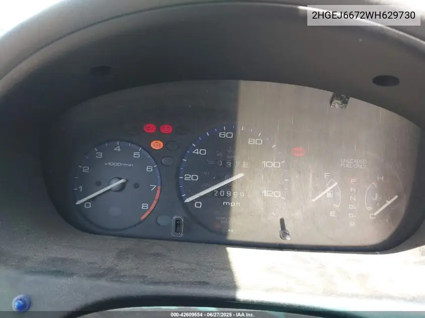 1998 Honda Civic Lx VIN: 2HGEJ6672WH629730 Lot: 42609554