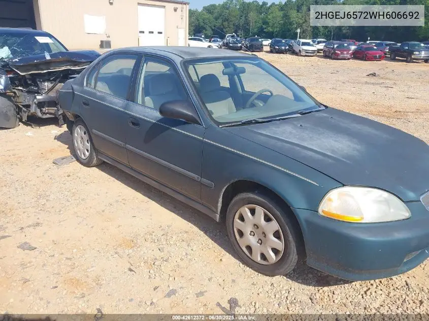 1998 Honda Civic Lx VIN: 2HGEJ6572WH606692 Lot: 42612372