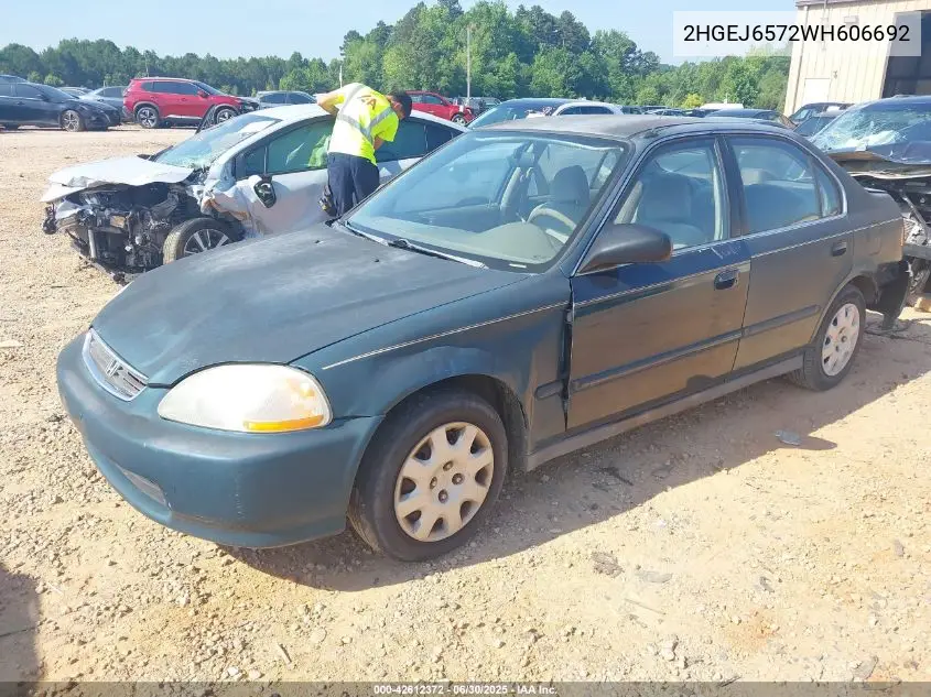 1998 Honda Civic Lx VIN: 2HGEJ6572WH606692 Lot: 42612372
