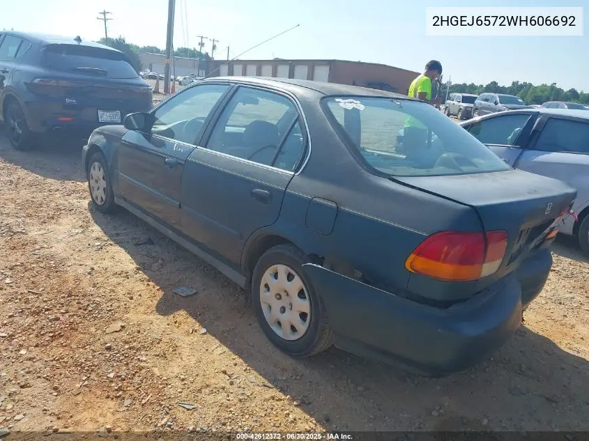 1998 Honda Civic Lx VIN: 2HGEJ6572WH606692 Lot: 42612372