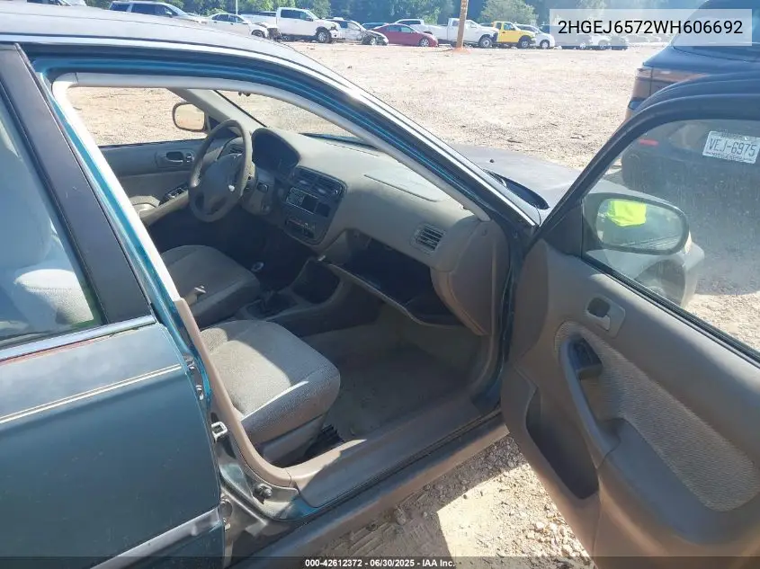 1998 Honda Civic Lx VIN: 2HGEJ6572WH606692 Lot: 42612372