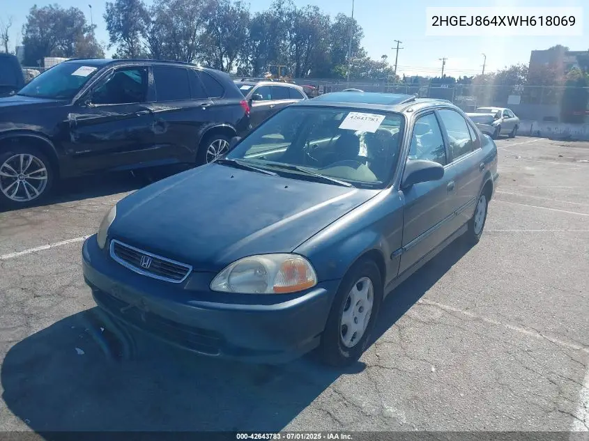1998 Honda Civic Ex VIN: 2HGEJ864XWH618069 Lot: 42643783