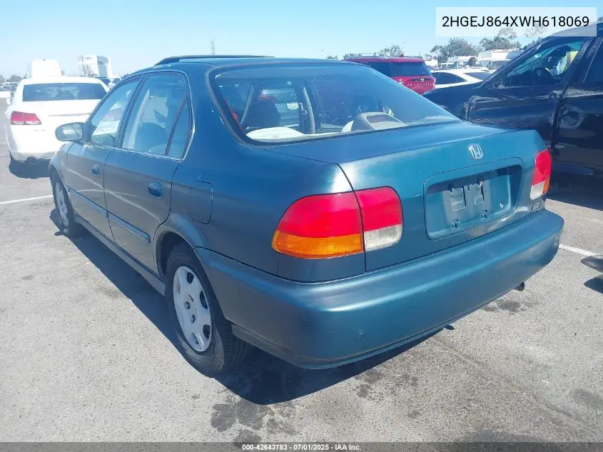 1998 Honda Civic Ex VIN: 2HGEJ864XWH618069 Lot: 42643783