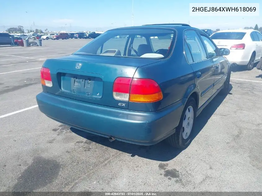 1998 Honda Civic Ex VIN: 2HGEJ864XWH618069 Lot: 42643783