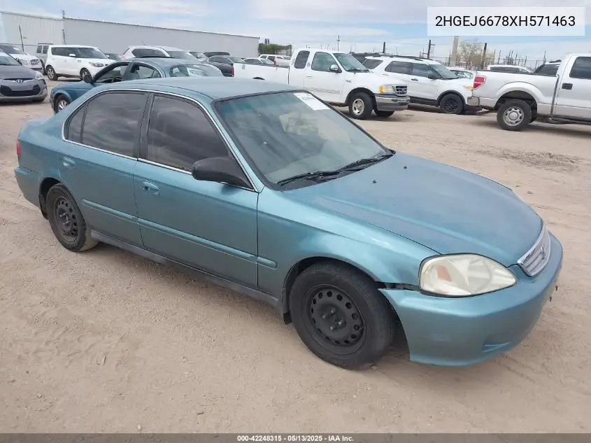 1999 Honda Civic Lx VIN: 2HGEJ6678XH571463 Lot: 42248315