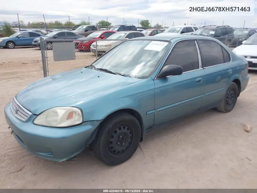 1999 Honda Civic Lx VIN: 2HGEJ6678XH571463 Lot: 42248315