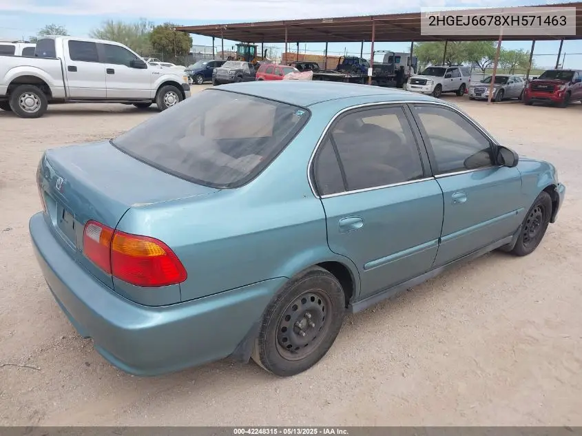 1999 Honda Civic Lx VIN: 2HGEJ6678XH571463 Lot: 42248315