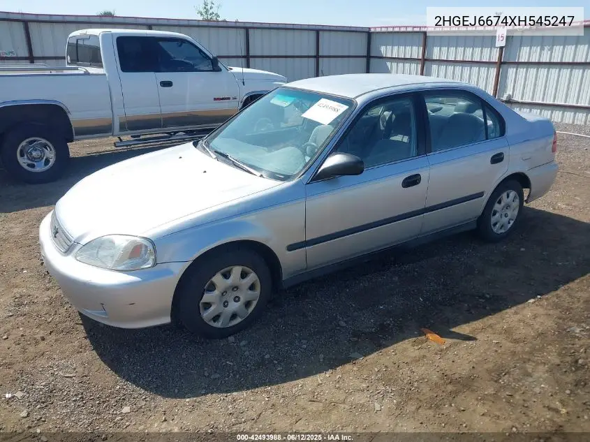 1999 Honda Civic Lx VIN: 2HGEJ6674XH545247 Lot: 42493988