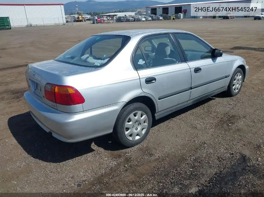 1999 Honda Civic Lx VIN: 2HGEJ6674XH545247 Lot: 42493988