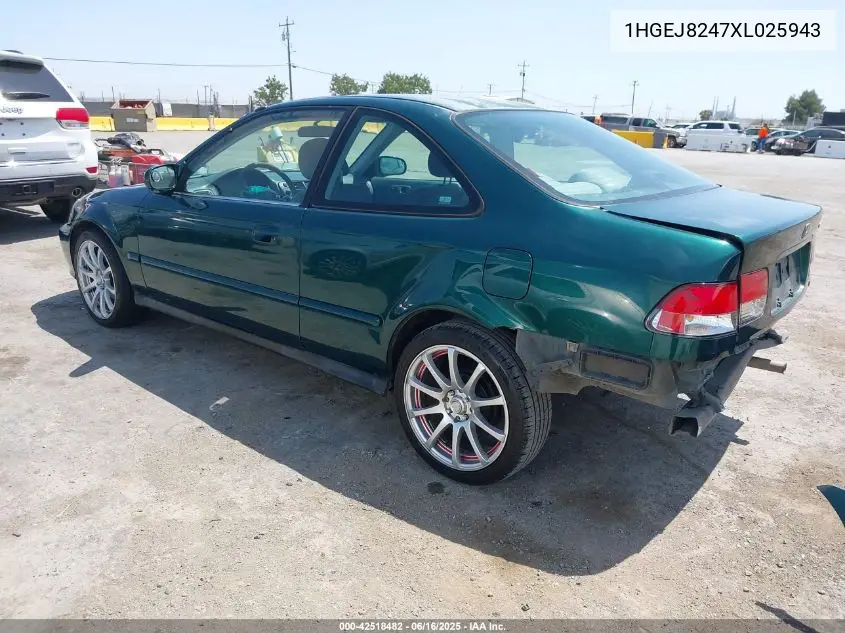 1999 Honda Civic Ex VIN: 1HGEJ8247XL025943 Lot: 42518482