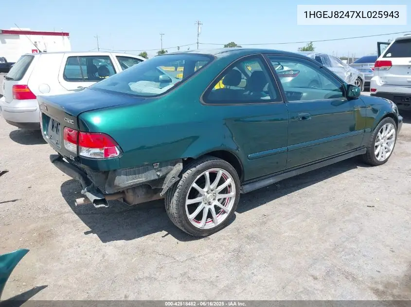1999 Honda Civic Ex VIN: 1HGEJ8247XL025943 Lot: 42518482