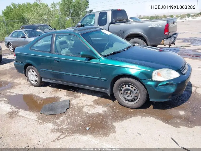 1999 Honda Civic Ex VIN: 1HGEJ8149XL063286 Lot: 42552913