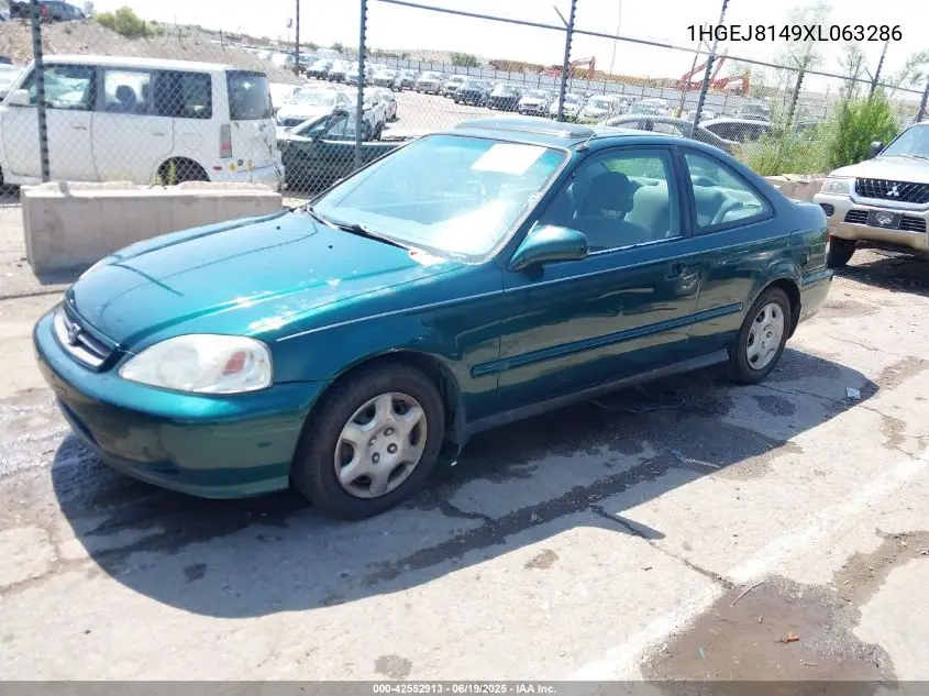 1999 Honda Civic Ex VIN: 1HGEJ8149XL063286 Lot: 42552913
