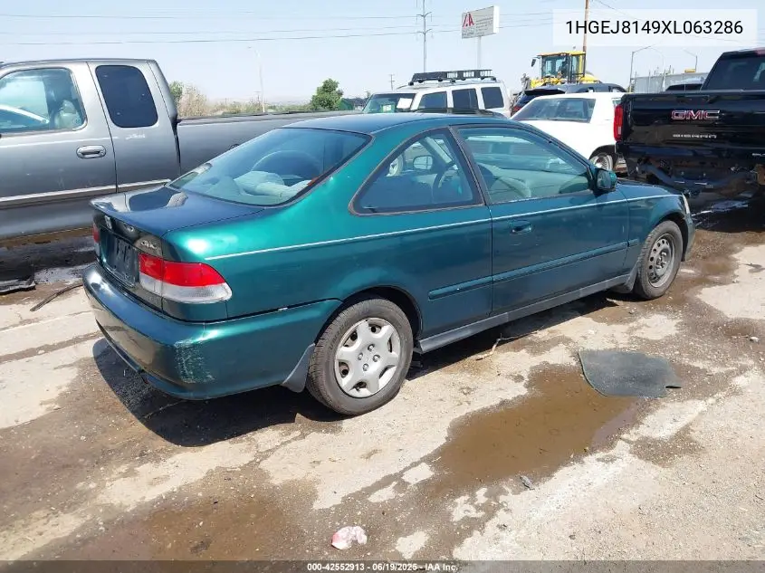 1999 Honda Civic Ex VIN: 1HGEJ8149XL063286 Lot: 42552913