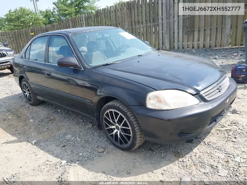 1999 Honda Civic Lx VIN: 1HGEJ6672XH552777 Lot: 42601639
