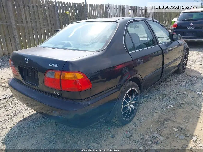 1999 Honda Civic Lx VIN: 1HGEJ6672XH552777 Lot: 42601639