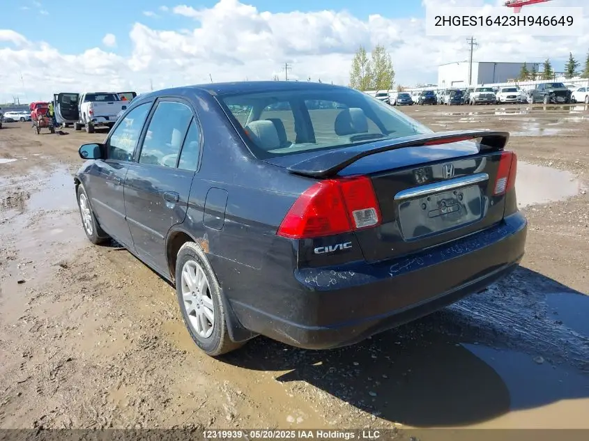 2003 Honda Civic Dx-G VIN: 2HGES16423H946649 Lot: 12319939