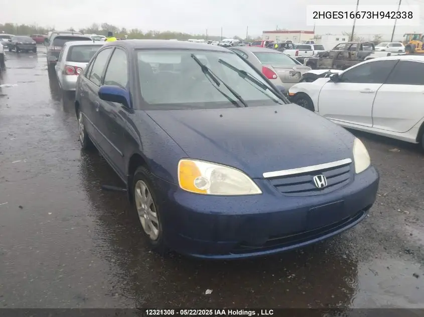 2003 Honda Civic Lx VIN: 2HGES16673H942338 Lot: 12321308