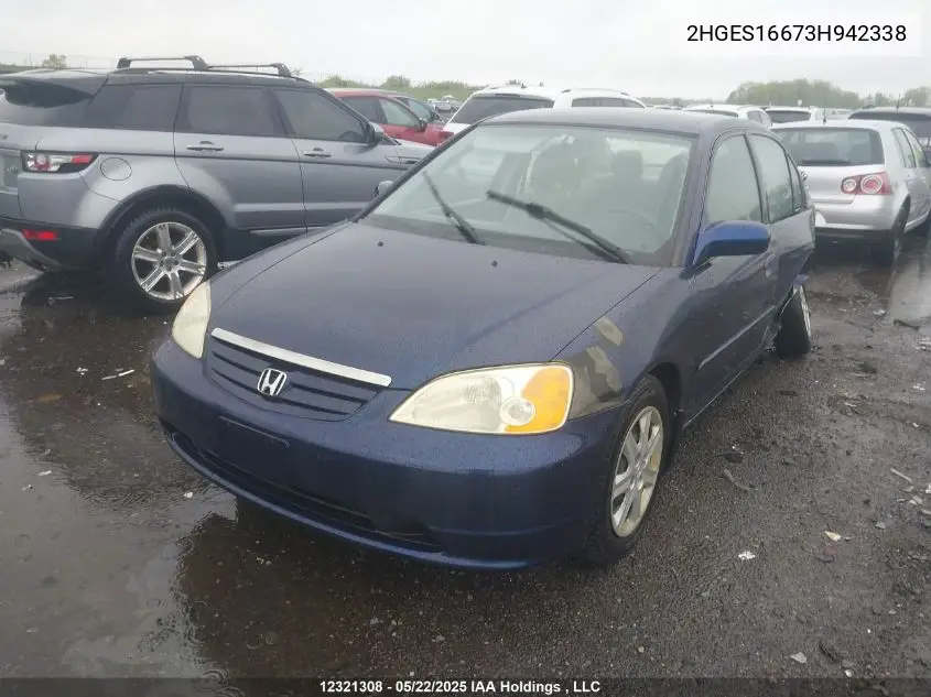 2003 Honda Civic Lx VIN: 2HGES16673H942338 Lot: 12321308