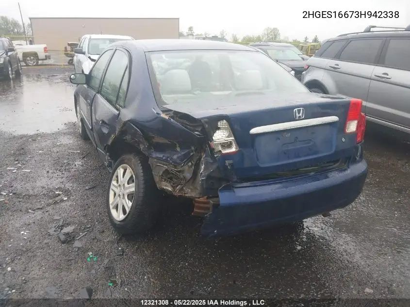 2003 Honda Civic Lx VIN: 2HGES16673H942338 Lot: 12321308
