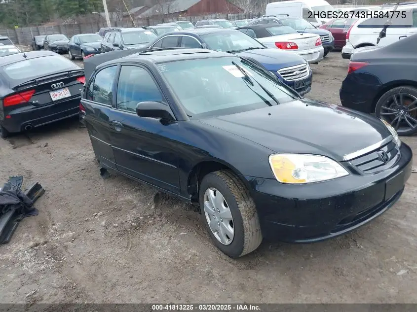 2003 Honda Civic Ex VIN: 2HGES26743H584775 Lot: 41813225