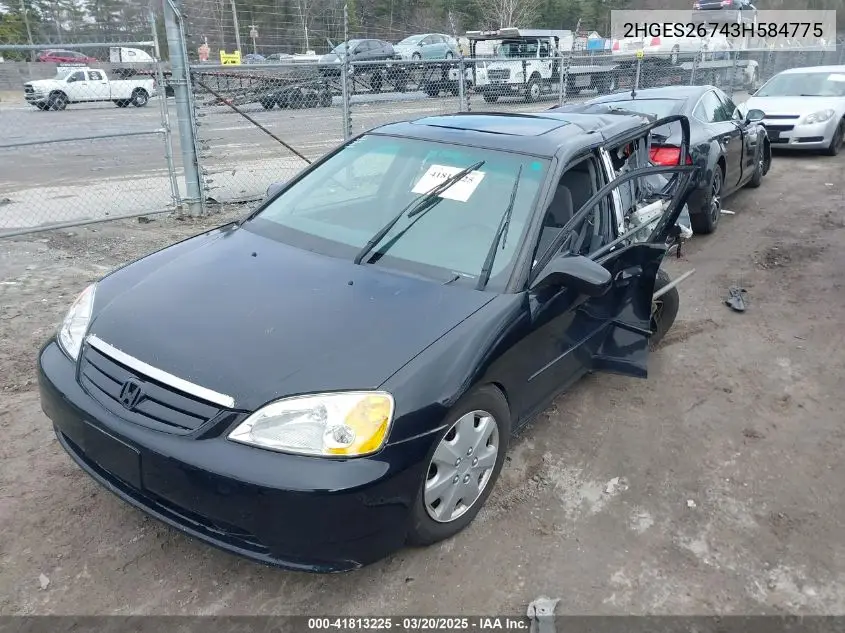 2003 Honda Civic Ex VIN: 2HGES26743H584775 Lot: 41813225