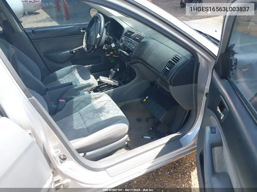 2003 Honda Civic Lx VIN: 1HGES16563L003837 Lot: 41887191