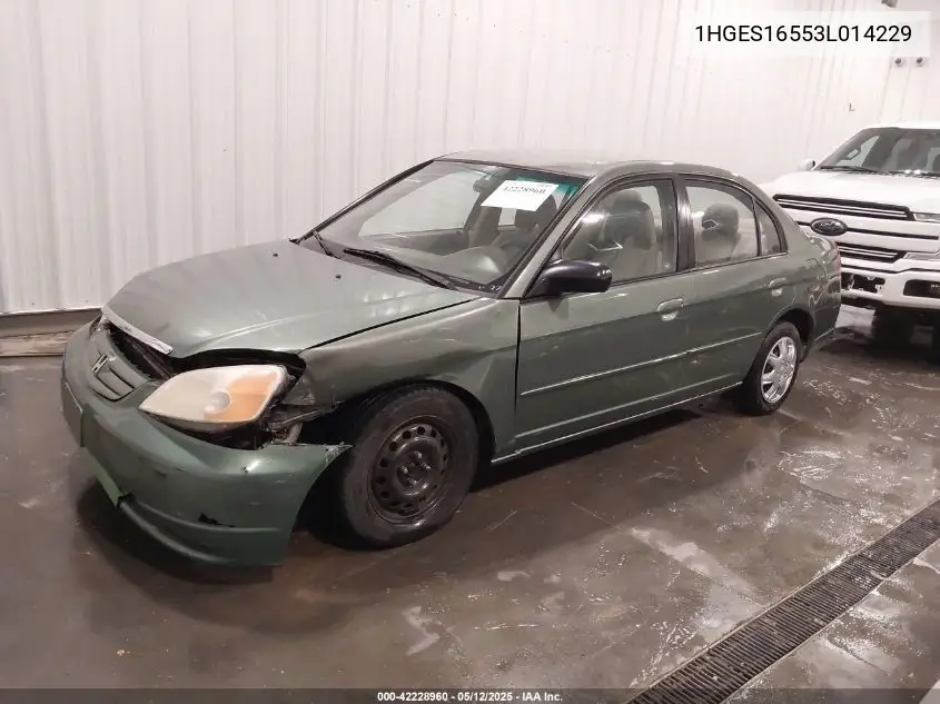 2003 Honda Civic Lx VIN: 1HGES16553L014229 Lot: 42228960