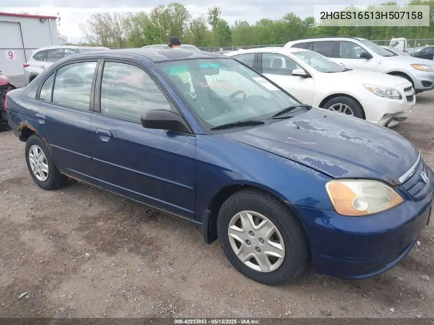 2003 Honda Civic Lx VIN: 2HGES16513H507158 Lot: 42233853