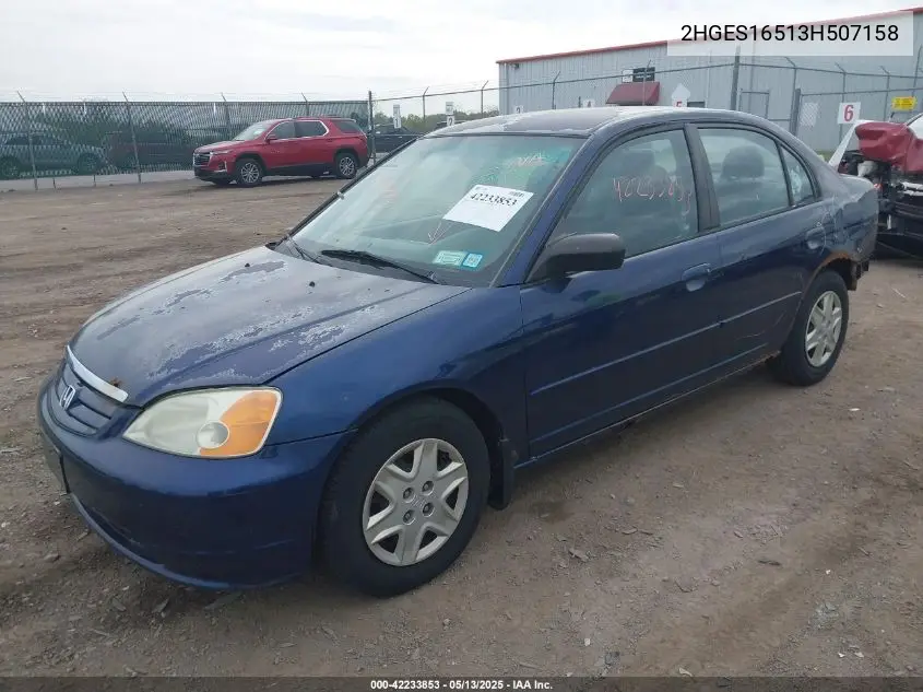2003 Honda Civic Lx VIN: 2HGES16513H507158 Lot: 42233853