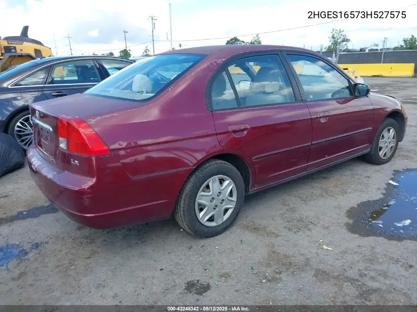 2003 Honda Civic Lx VIN: 2HGES16573H527575 Lot: 42248342