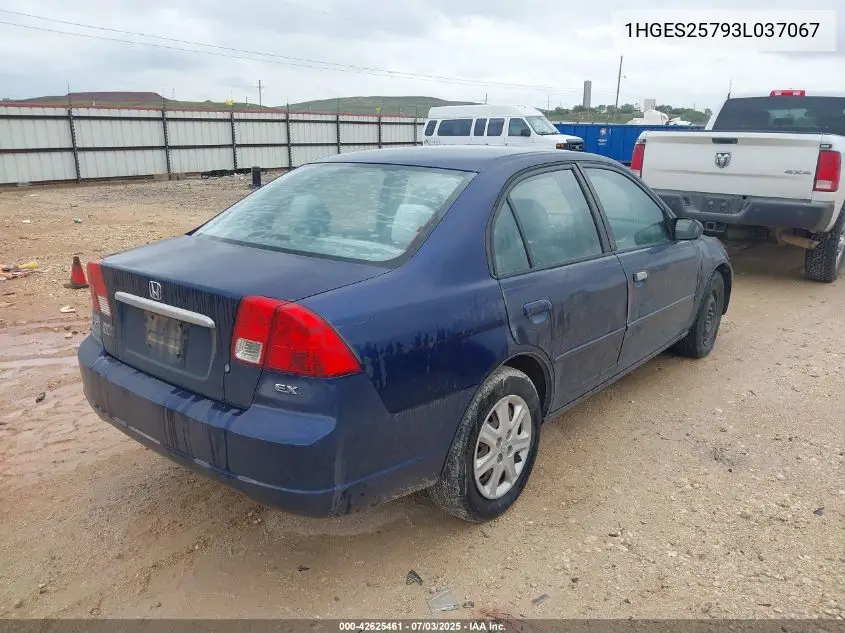 2003 Honda Civic Ex VIN: 1HGES25793L037067 Lot: 42625461