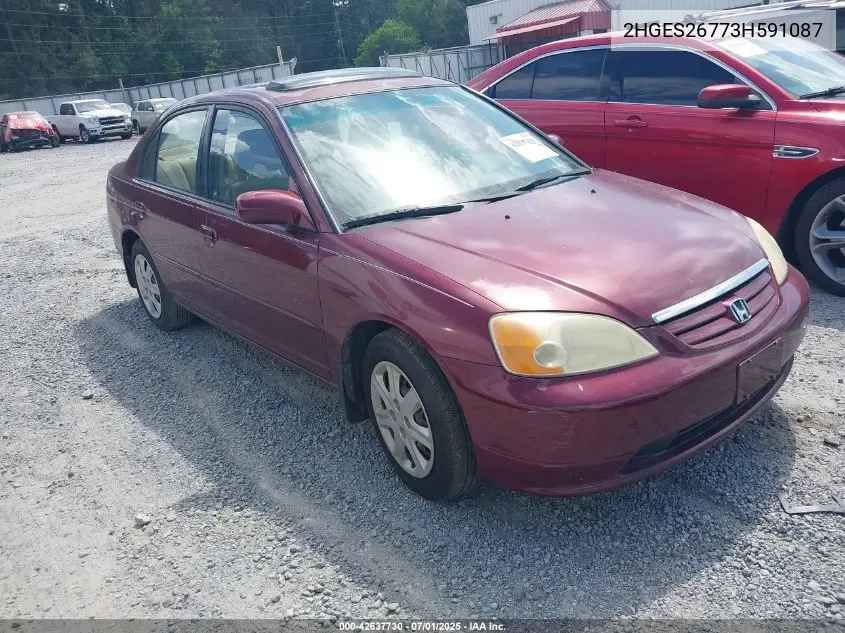 2003 Honda Civic Ex VIN: 2HGES26773H591087 Lot: 42637730