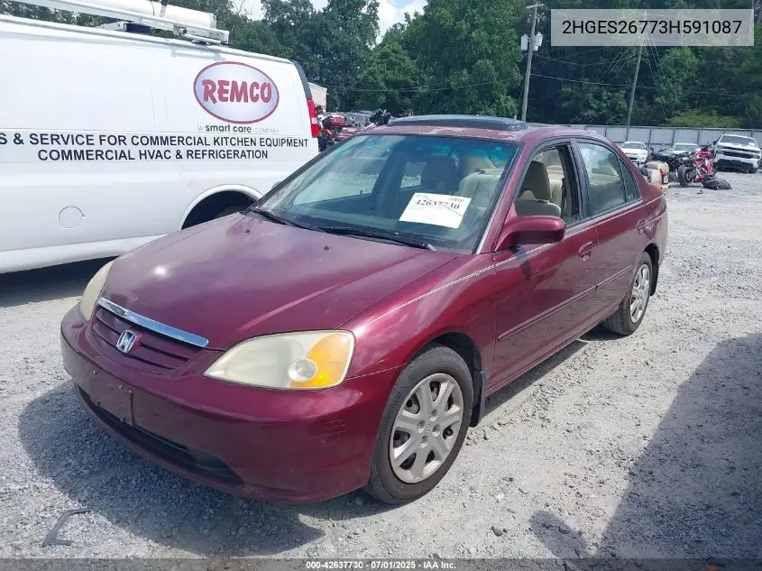 2003 Honda Civic Ex VIN: 2HGES26773H591087 Lot: 42637730