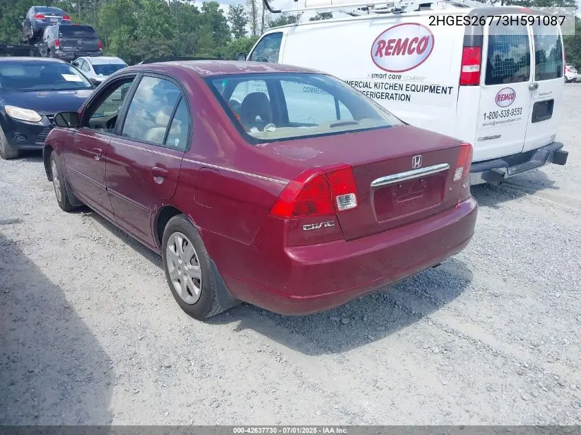2003 Honda Civic Ex VIN: 2HGES26773H591087 Lot: 42637730