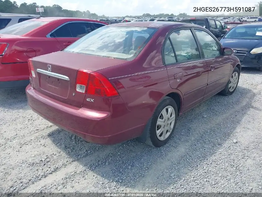 2003 Honda Civic Ex VIN: 2HGES26773H591087 Lot: 42637730