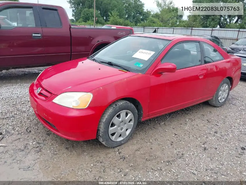 2003 Honda Civic Ex VIN: 1HGEM22083L075763 Lot: 42643235