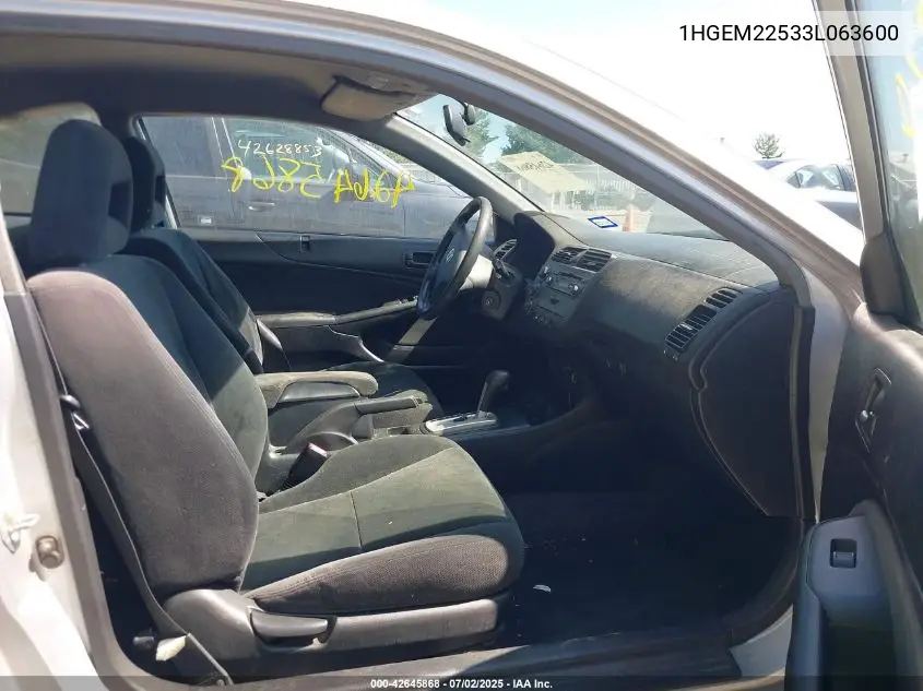 2003 Honda Civic Lx VIN: 1HGEM22533L063600 Lot: 42645868