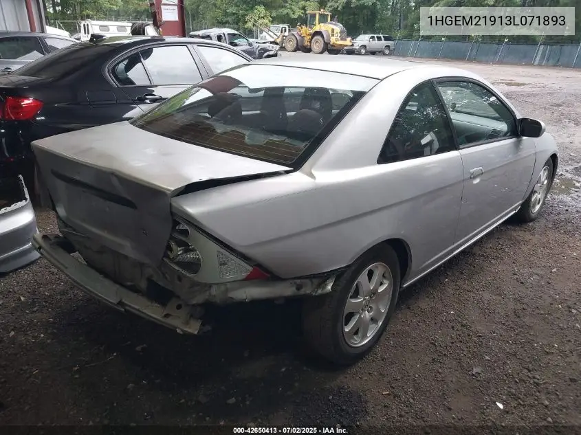 2003 Honda Civic Ex VIN: 1HGEM21913L071893 Lot: 42650413