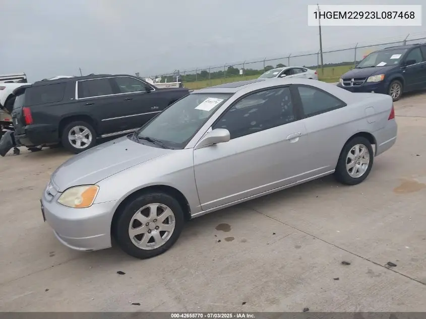 2003 Honda Civic Ex VIN: 1HGEM22923L087468 Lot: 42655770