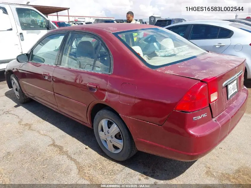 2003 Honda Civic Lx VIN: 1HGES16583L002544 Lot: 42666984