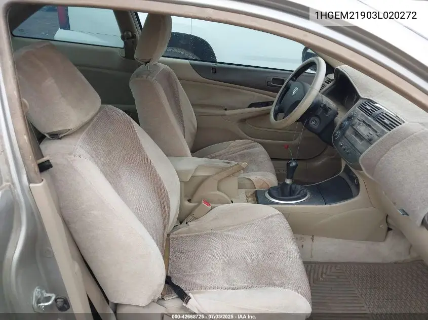 2003 Honda Civic Ex VIN: 1HGEM21903L020272 Lot: 42668725