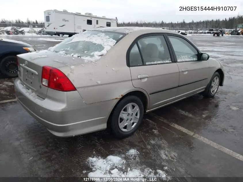 2004 Honda Civic Sdn VIN: 2HGES15444H910707 Lot: 12178966