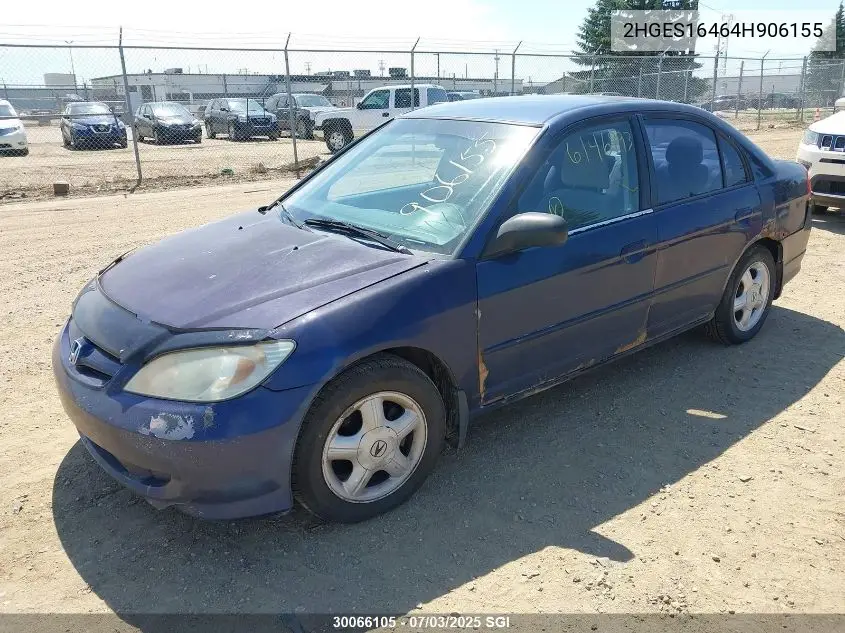 2004 Honda Civic Dx VIN: 2HGES16464H906155 Lot: 30066105