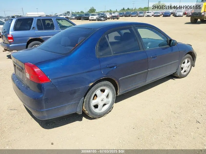 2004 Honda Civic Dx VIN: 2HGES16464H906155 Lot: 30066105