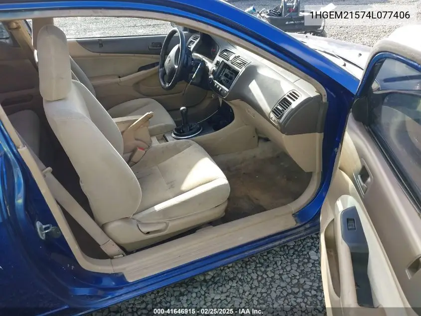 2004 Honda Civic Lx VIN: 1HGEM21574L077406 Lot: 41646915