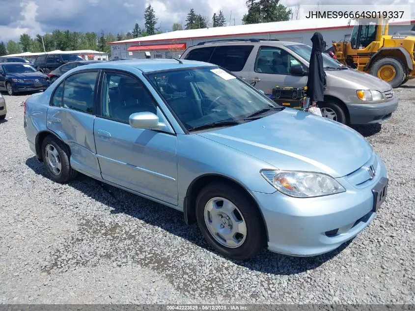 2004 Honda Civic Hybrid VIN: JHMES96664S019337 Lot: 42223529